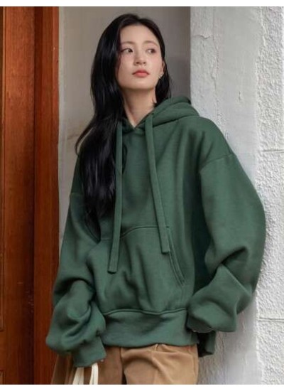 Dazy-Less Kangaroo Pocket Drop Shoulder Drawstring Hoodie - Choose Your Size