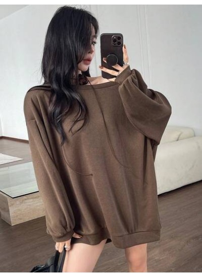 Women.s Solid Color Loose Fit Casual Sweatshirt - Choose Your Size