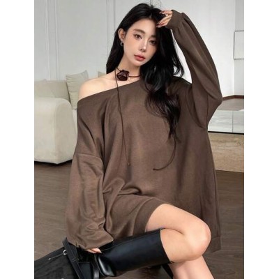 Women.s Solid Color Loose Fit Casual Sweatshirt - Choose Your Size