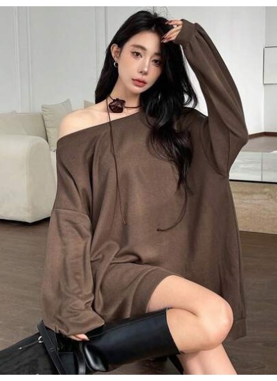 Women.s Solid Color Loose Fit Casual Sweatshirt - Choose Your Size