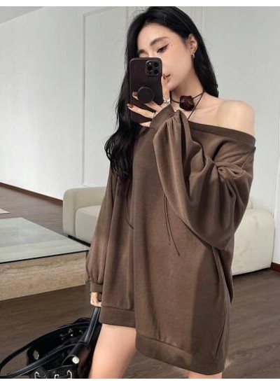 Women.s Solid Color Loose Fit Casual Sweatshirt - Choose Your Size