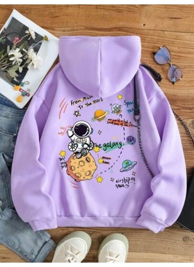 EZwear Cartoon Printed Drawstring Hoodie - Choose Your Size