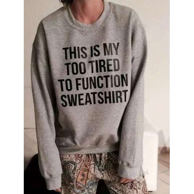 LUNE Slogan Printed Round Neck Loose Sweatshirt - Choose Your Size