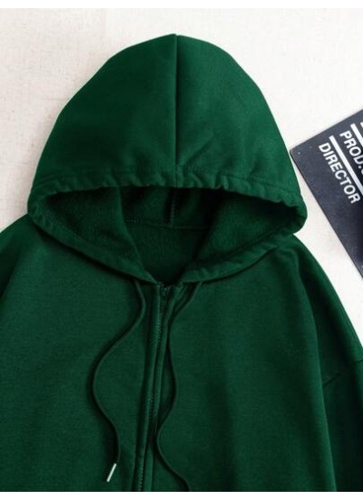 Essnce Solid Color Drawstring Hooded Loose Fit Drop Shoulder Sweatshirt - Choos