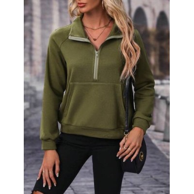 LUNE Half Zip Raglan Sleeve Kangaroo Pocket Sweatshirt - Choose Your Size