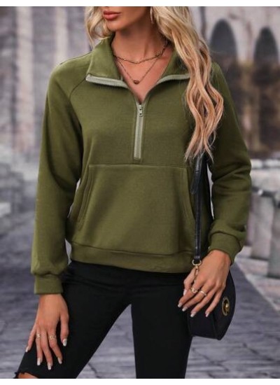 LUNE Half Zip Raglan Sleeve Kangaroo Pocket Sweatshirt - Choose Your Size