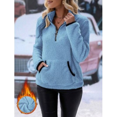 LUNE Women.s Half Zip Plush Sweatshirt - Choose Your Size