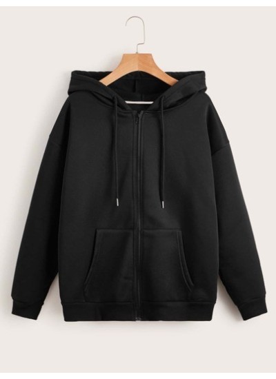 EZwear Solid Drawstring Pocket Front Zip Up Hoodie - Choose Your Size