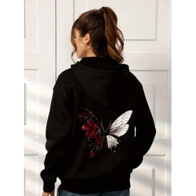 EZwear Women.s Butterfly Printed Hoodie Sweatshirt - Choose Your Size