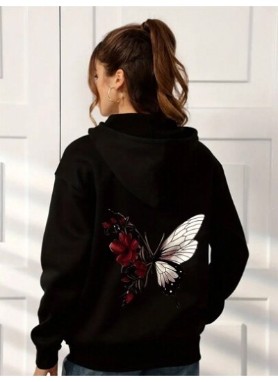 EZwear Women.s Butterfly Printed Hoodie Sweatshirt - Choose Your Size