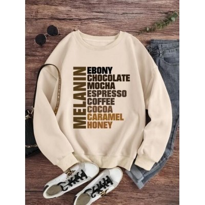 EZwear Women.s Letter Printed Round Neck Sweatshirt - Choose Your Size