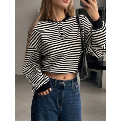 Striped Print Drop Shoulder Sweatshirt - Choose Your Size