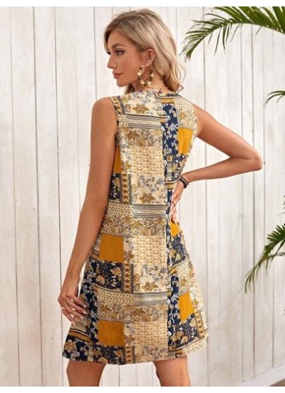 Patchwork Print Smock Dress - Choose Your Size