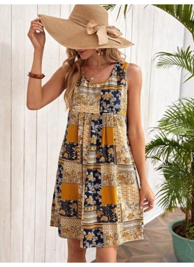 Patchwork Print Smock Dress - Choose Your Size