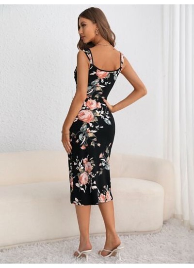 Privé Women Floral Print Cami Summer Bodycon Dress - Choose Your Size