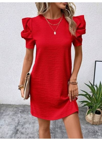 Clasi Solid Puff Sleeve Tunic Dress - Choose Your Size