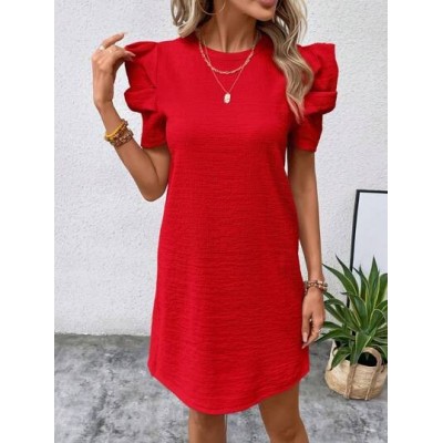 Clasi Solid Puff Sleeve Tunic Dress - Choose Your Size