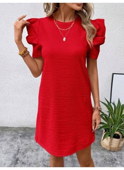 Clasi Solid Puff Sleeve Tunic Dress - Choose Your Size