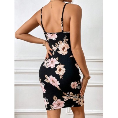 Privé Floral Print Cami Bodycon Dress - Choose Your Size