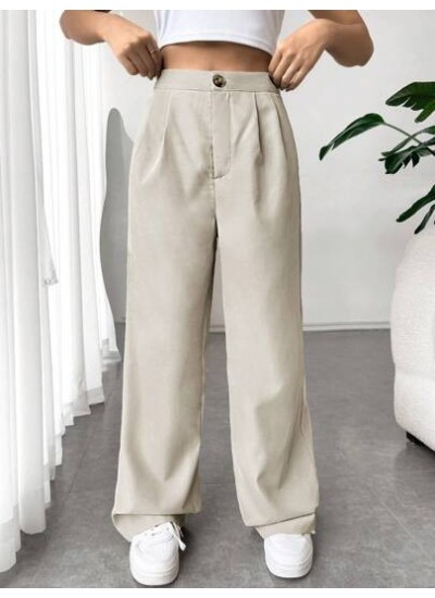 EZwear High Waist Fold Pleated Detail Pants - Choose Your Size