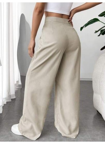 EZwear High Waist Fold Pleated Detail Pants - Choose Your Size