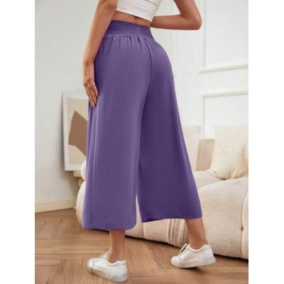 LUNE Solid Wide Leg Capris Pants - Choose Your Size