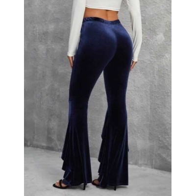 Tall Women.s Velvet Bell Bottoms With Lace Trimmed Hem - Choose Your Size