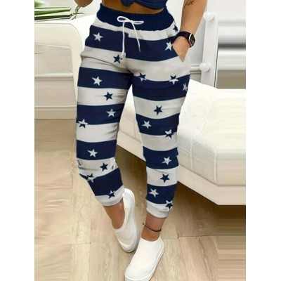 EZwear Women.s Striped Five-Pointed Star Joggers - Choose Your Size