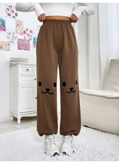 EZwear Women.s Cartoon Embroidery Elastic Waist Wide-leg Pants - Choose Your Si