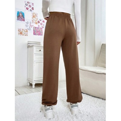 EZwear Women.s Cartoon Embroidery Elastic Waist Wide-leg Pants - Choose Your Si