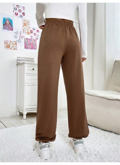 EZwear Women.s Cartoon Embroidery Elastic Waist Wide-leg Pants - Choose Your Si