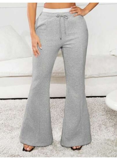 SXY Women.S Double Waistband Decorated Flared Pants - Choose Your Size