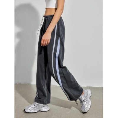 Casual Striped Drawstring Waist Jogger Pants With Tie - Choose Your Size