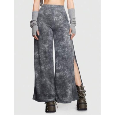 Grunge Punk Tie Dye Split Hem Wide Leg Sweatpants - Choose Your Size