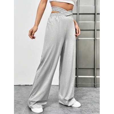 EZwear Women.s Cross Waist Wide Leg Pants, Hollow Out, Loose Fit - Choose Your