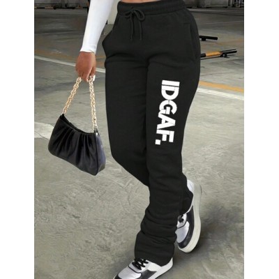 Slayr Women.s Letter Print Fleece Sweatpants - Choose Your Size