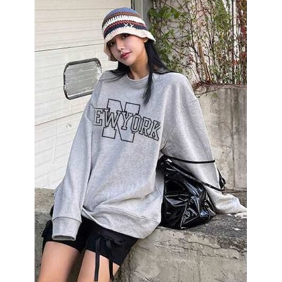 Letter Graphic Drop Shoulder Sweatshirt - Choose Your Size