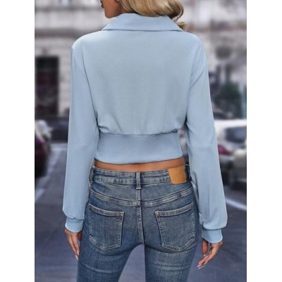 Frenchy Half Zip Drop Shoulder Crop Sweatshirt - Choose Your Size