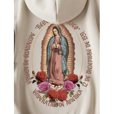 EZwear Women.s Back Virgin Mary Printing Hooded Sweatshirt - Choose Your Size