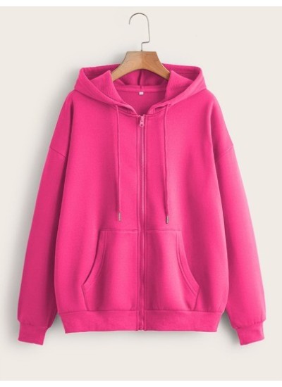 EZwear Zip Up Thermal Lined Drop Shoulder Drawstring Hoodie - Choose Your Size