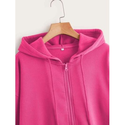 EZwear Zip Up Thermal Lined Drop Shoulder Drawstring Hoodie - Choose Your Size