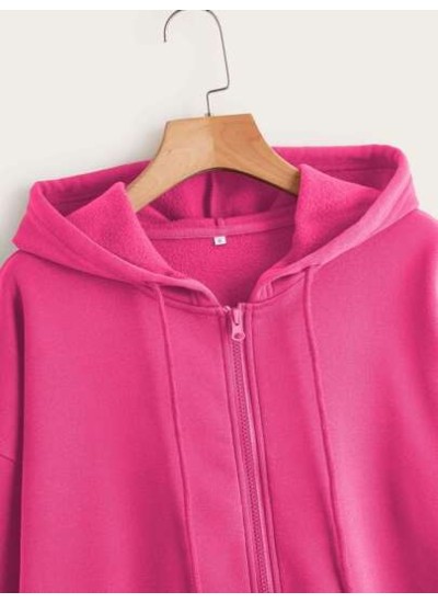 EZwear Zip Up Thermal Lined Drop Shoulder Drawstring Hoodie - Choose Your Size