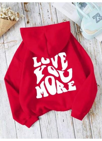 EZwear Slogan Graphic Kangaroo Pocket Thermal Lined Drawstring Hoodie - Choose