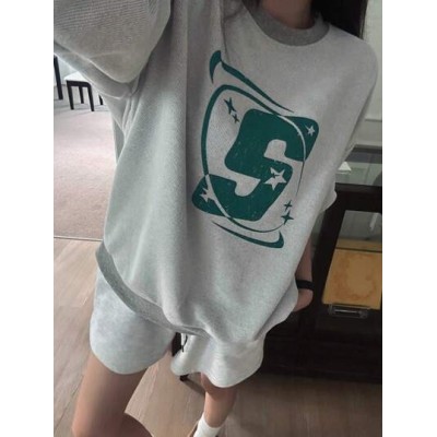 Letter Graphic Drop Shoulder Oversized Pullover - Choose Your Size