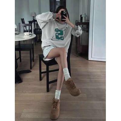 Letter Graphic Drop Shoulder Oversized Pullover - Choose Your Size