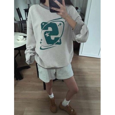 Letter Graphic Drop Shoulder Oversized Pullover - Choose Your Size