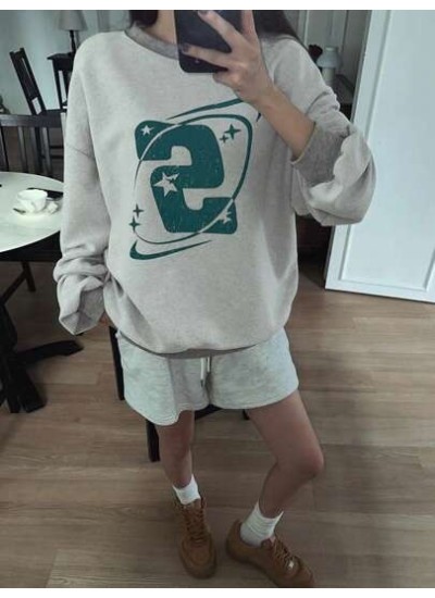 Letter Graphic Drop Shoulder Oversized Pullover - Choose Your Size