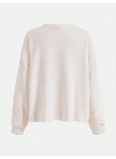 BASICS Women.S Solid Color Drop Shoulder Sweatshirt - Choose Your Size