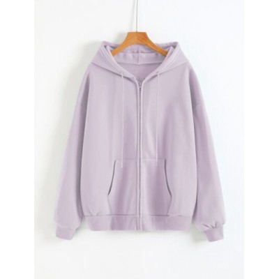 EZwear Zip Up Drop Shoulder Thermal Lined Drawstring Hoodie - Choose Your Size