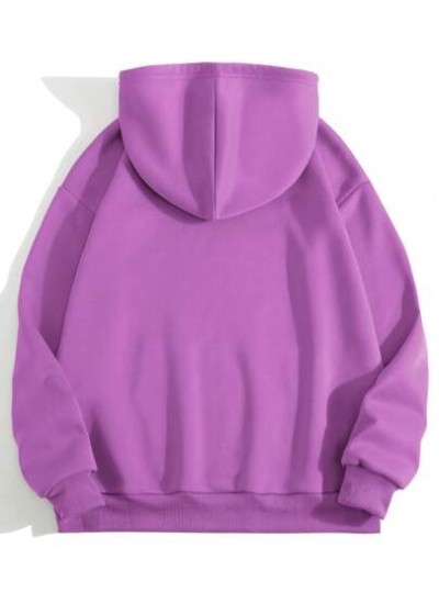 EZwear Letter Graphic Kangaroo Pocket Drawstring Thermal Lined Hoodie - Choose